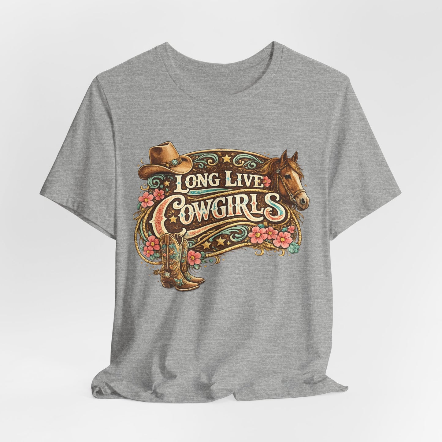 Long Live Cowgirls Graphic Tee — Western Cowgirl Vintage Horse & Hat Design