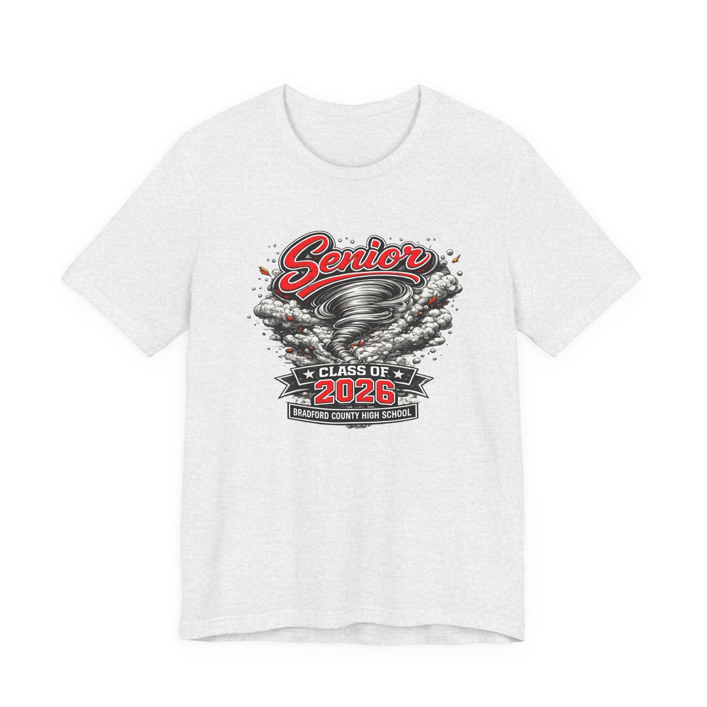Senior Class of 2026 Tee — 'Senior' Tornado Design Bradford County High School Graduation Shirt