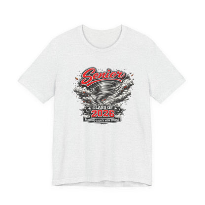 Senior Class of 2026 Tee — 'Senior' Tornado Design Bradford County High School Graduation Shirt