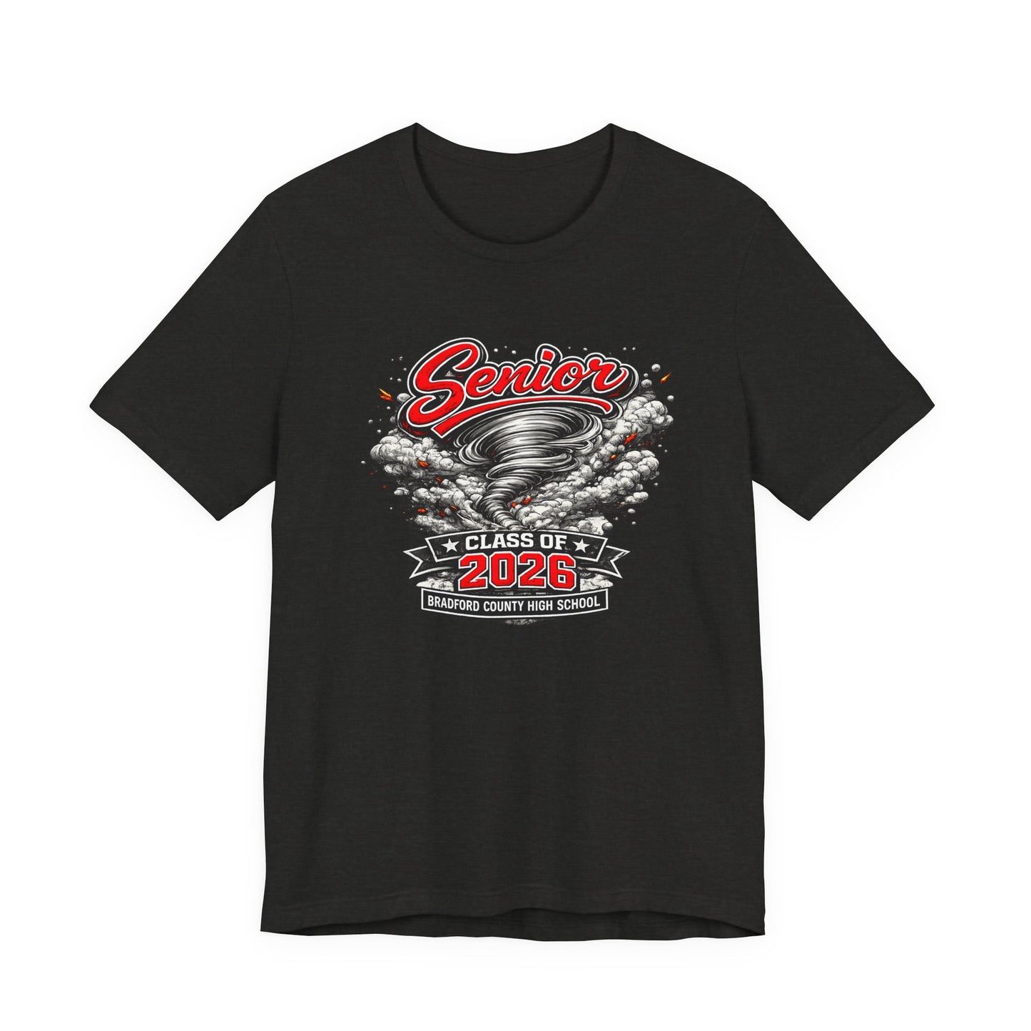 Senior Class of 2026 Tee — 'Senior' Tornado Design Bradford County High School Graduation Shirt