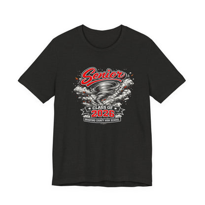 Senior Class of 2026 Tee — 'Senior' Tornado Design Bradford County High School Graduation Shirt