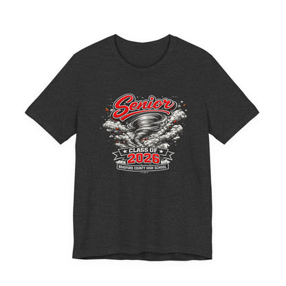 Senior Class of 2026 Tee — 'Senior' Tornado Design Bradford County High School Graduation Shirt
