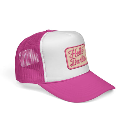 Hello Darlin' Trucker Hat - Retro Pink Script Patch Cap