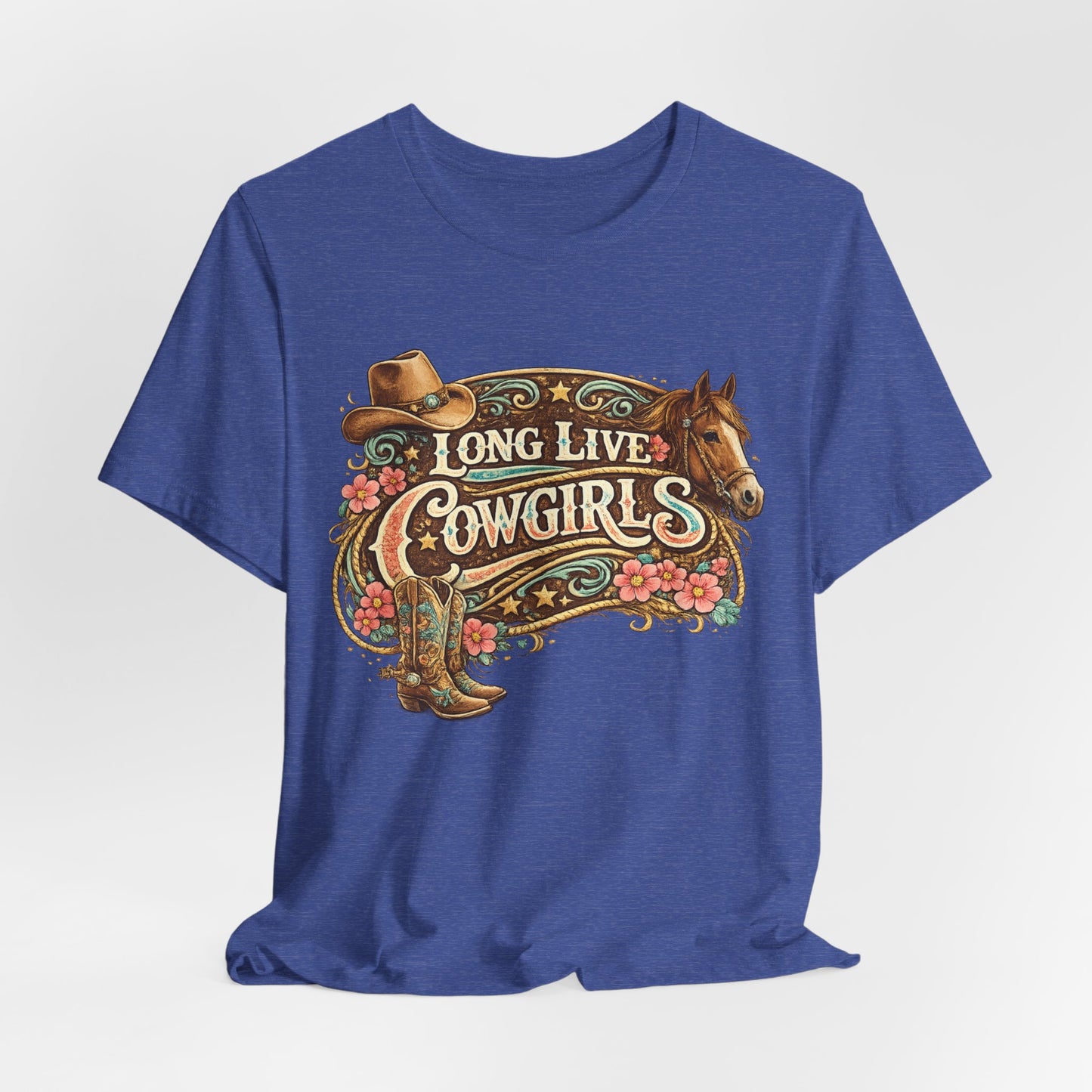 Long Live Cowgirls Graphic Tee — Western Cowgirl Vintage Horse & Hat Design