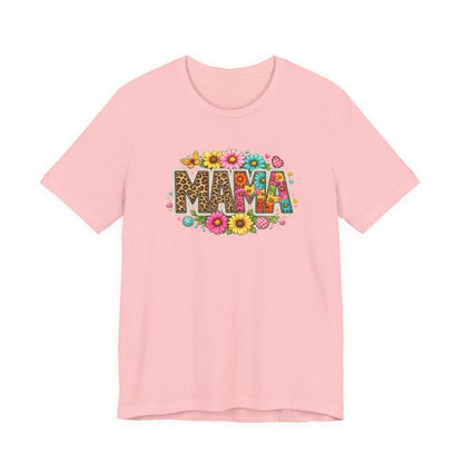Mama Floral Leopard T-Shirt – Colorful 'MAMA' Graphic Tee