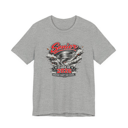 Senior Class of 2026 Tee — 'Senior' Tornado Design Bradford County High School Graduation Shirt