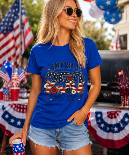 America 250 Years of Freedom Tee - 1776-2026 Patriotic Fourth of July Shirt