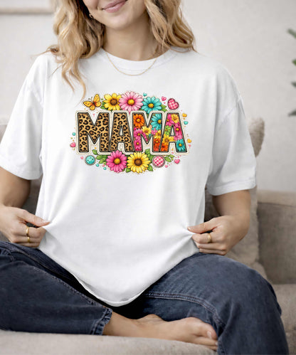 Mama Floral Leopard T-Shirt – Colorful 'MAMA' Graphic Tee