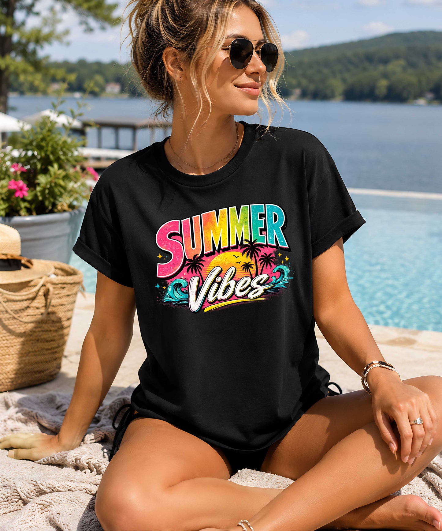 Summer Vibes T-Shirt – Colorful Retro Beach Tee