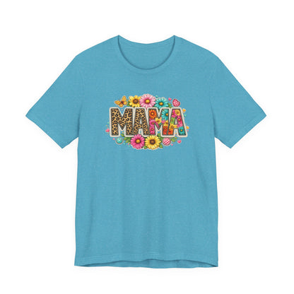 Mama Floral Leopard T-Shirt – Colorful 'MAMA' Graphic Tee