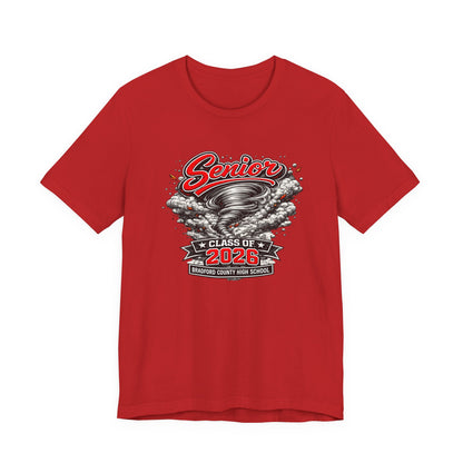 Senior Class of 2026 Tee — 'Senior' Tornado Design Bradford County High School Graduation Shirt