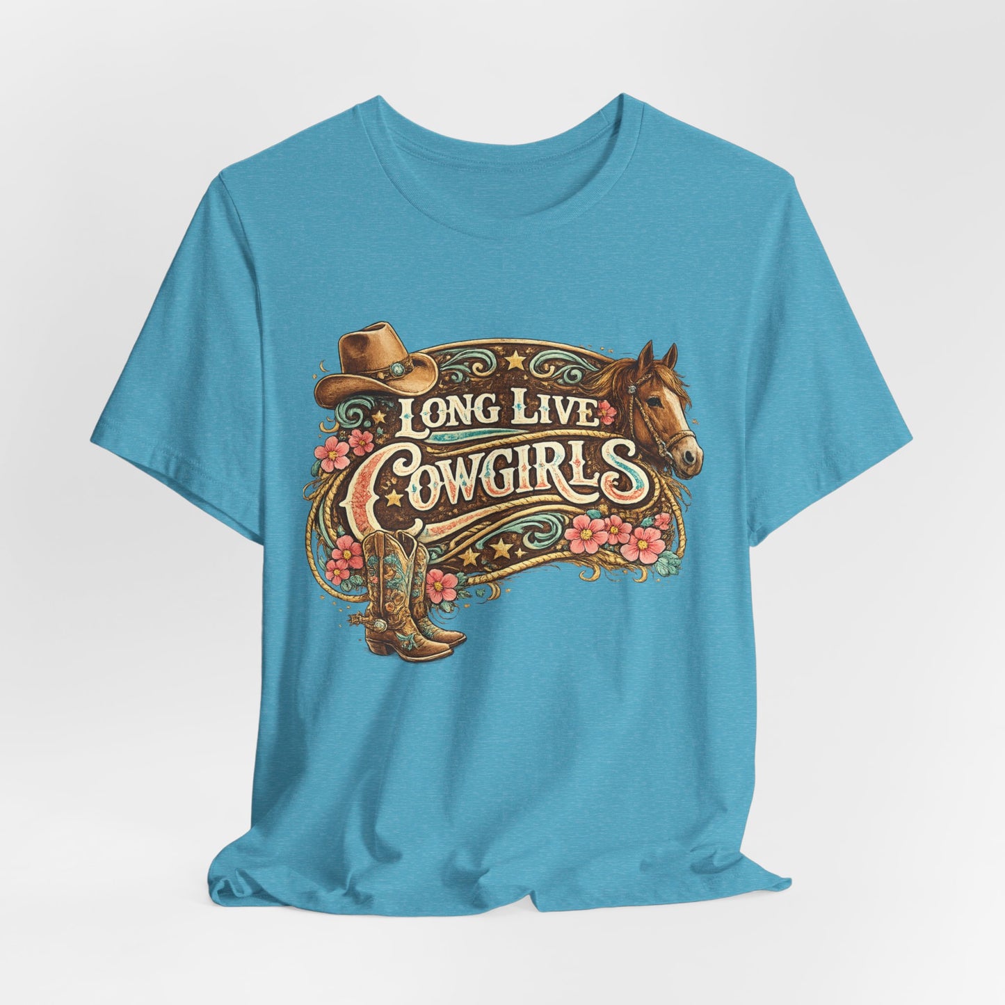 Long Live Cowgirls Graphic Tee — Western Cowgirl Vintage Horse & Hat Design