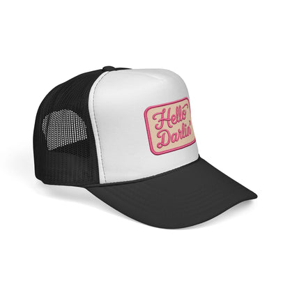 Hello Darlin' Trucker Hat - Retro Pink Script Patch Cap