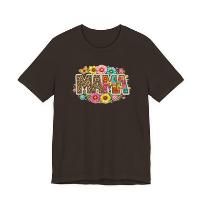 Mama Floral Leopard T-Shirt – Colorful 'MAMA' Graphic Tee