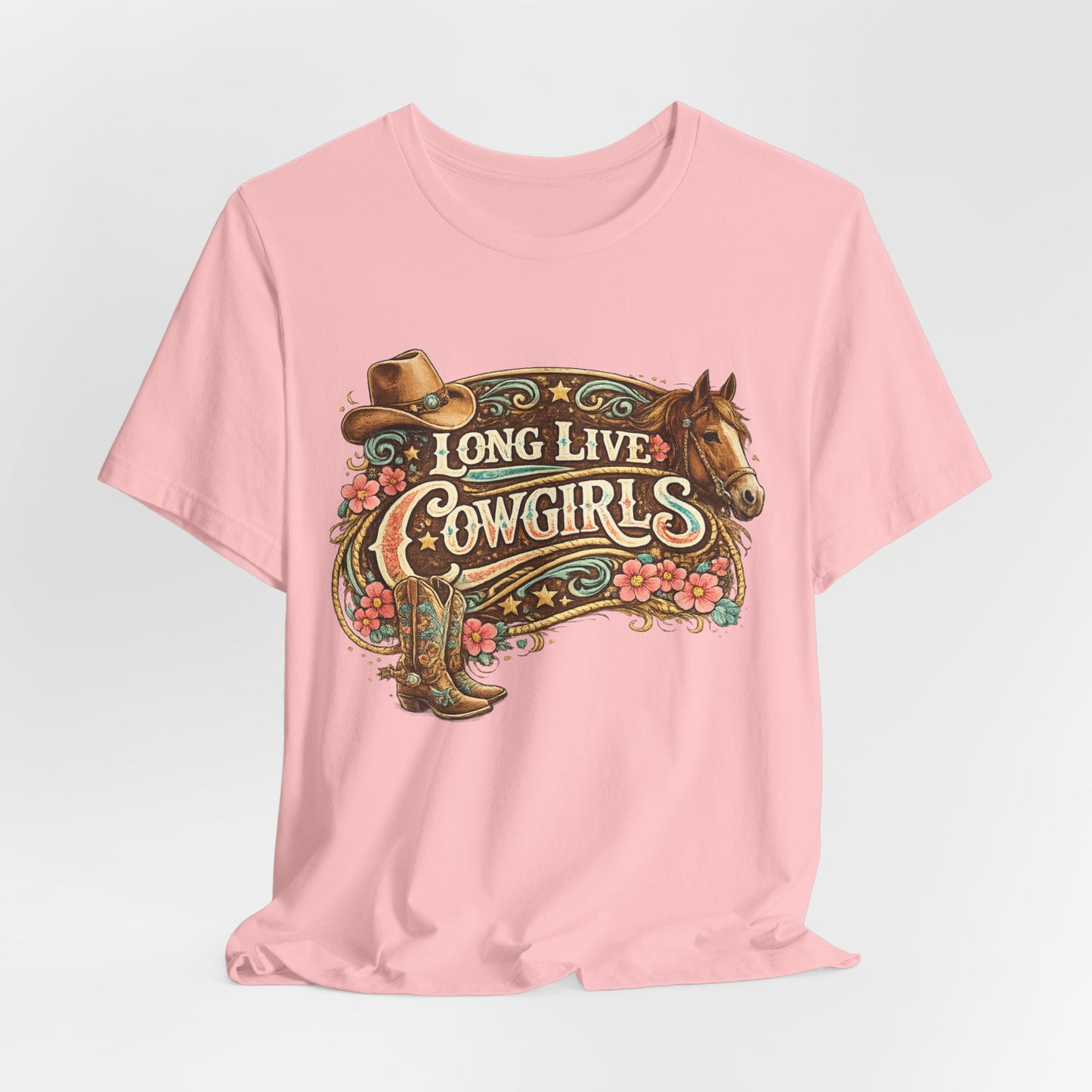Long Live Cowgirls Graphic Tee — Western Cowgirl Vintage Horse & Hat Design
