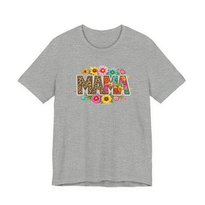 Mama Floral Leopard T-Shirt – Colorful 'MAMA' Graphic Tee