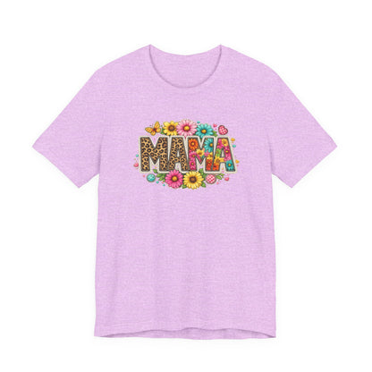 Mama Floral Leopard T-Shirt – Colorful 'MAMA' Graphic Tee