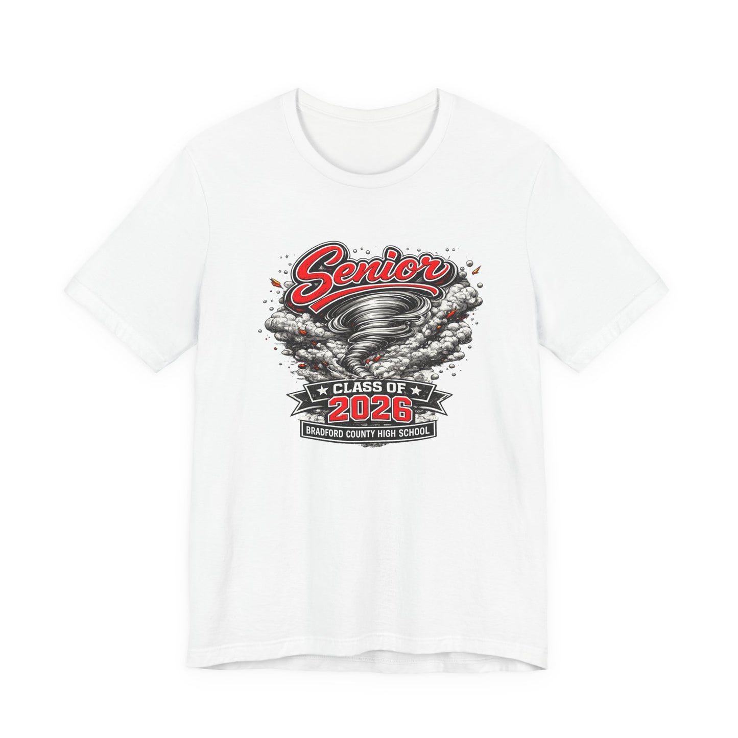 Senior Class of 2026 Tee — 'Senior' Tornado Design Bradford County High School Graduation Shirt
