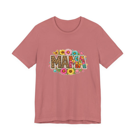 "Mama" Floral & Leopard Print T-Shirt