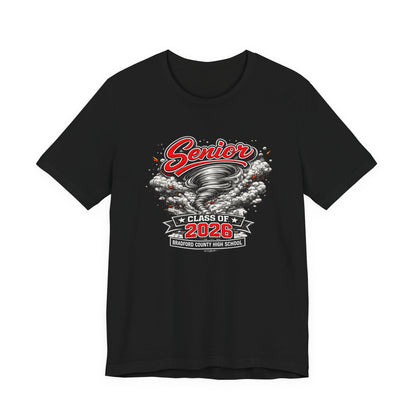 Senior Class of 2026 Tee — 'Senior' Tornado Design Bradford County High School Graduation Shirt