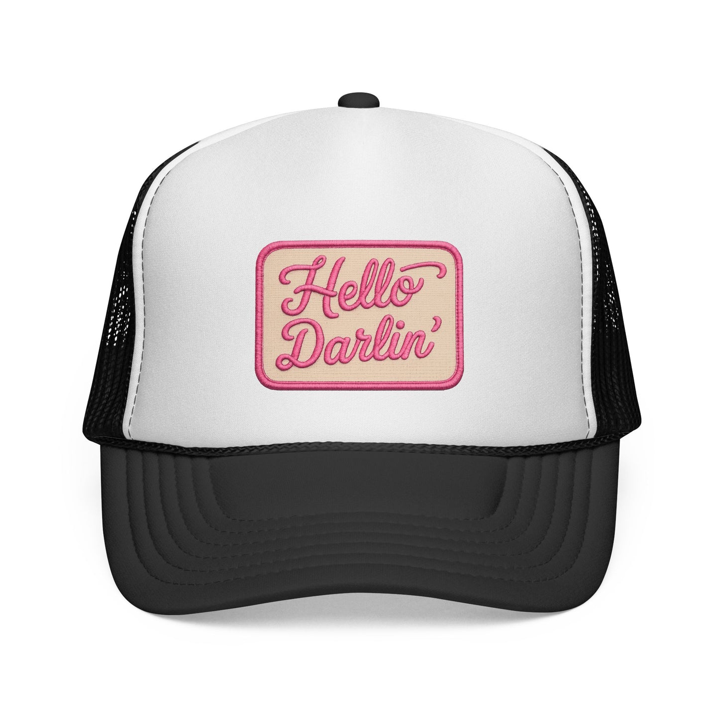 Hello Darlin' Trucker Hat - Retro Pink Script Patch Cap