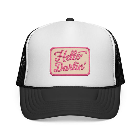 Hello Darlin' Trucker Hat - Retro Pink Script Patch Cap