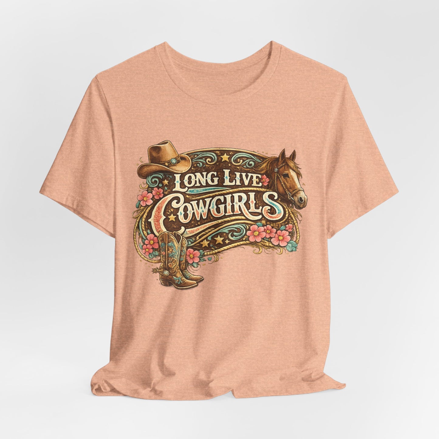 Long Live Cowgirls Graphic Tee — Western Cowgirl Vintage Horse & Hat Design
